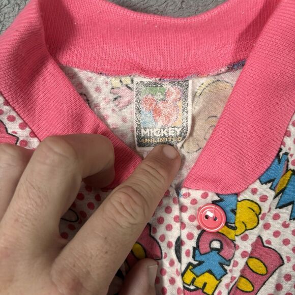 Vintage  80s Mickey Mouse Disney Unlimited Flannel Sleep Gown Shirt Long Sleeve - Picture 8 of 11